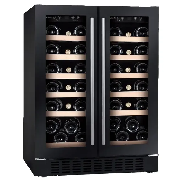 CDA CFWC624BL 60cm Freestanding Undercounter Double Door Wine Cooler