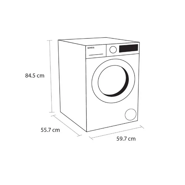 Sensis WMF01814AW 8kg 1400 Spin Washing Machine - White_dimensions