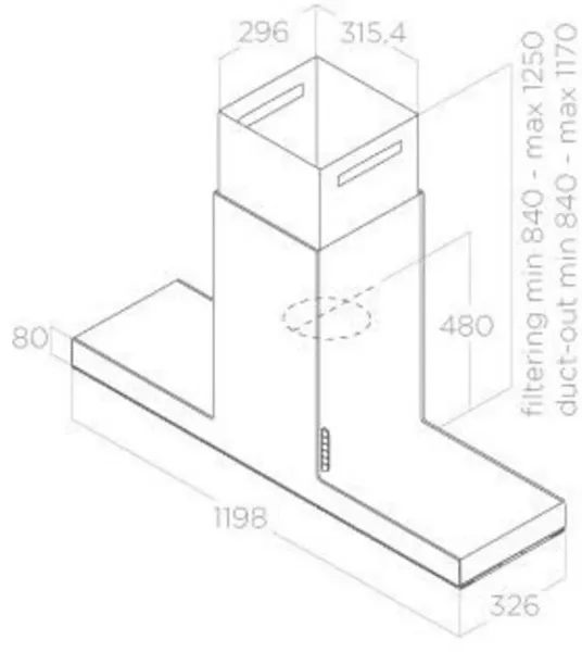 Elica Haiku 120cm Island Hood In Black_diagram