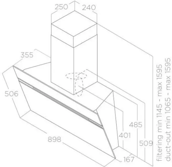 Elica Ascent-URB-IRON 90cm Wide Angled Hood In Cast Iron Effect_dimensions