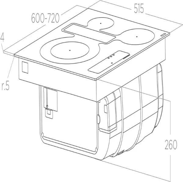 Elica NikolaTesla NT-FIT-A3Z-60 Fit 3Z 60cm Induction Venting Hob_dimensions