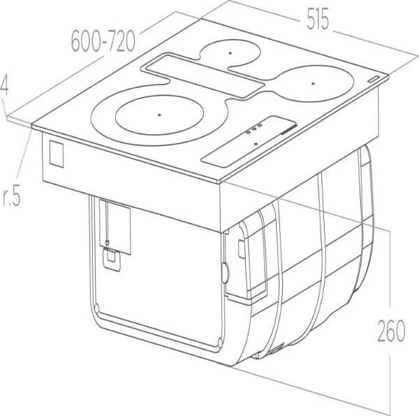 Elica NikolaTesla NT-FIT-A3Z-70 Fit 3Z 72cm Induction Venting Hob_dimensions