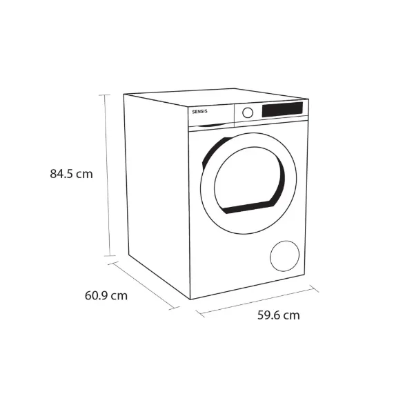 Sensis TDHF019A2W  9kg Heat Pump Tumble Dryer - White_dimensions