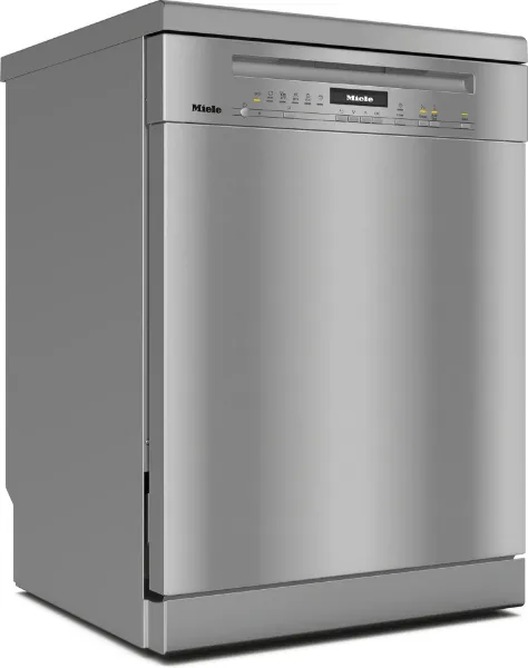 Miele G7130 SC CLST Freestanding Full Size Dishwasher with AutoDos in Clean Steel_angled