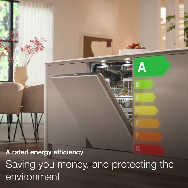 Miele G7600 SC CLST Freestanding Full Size Dishwasher with AutoDos - CleanSteel_a rated energy efficiency
