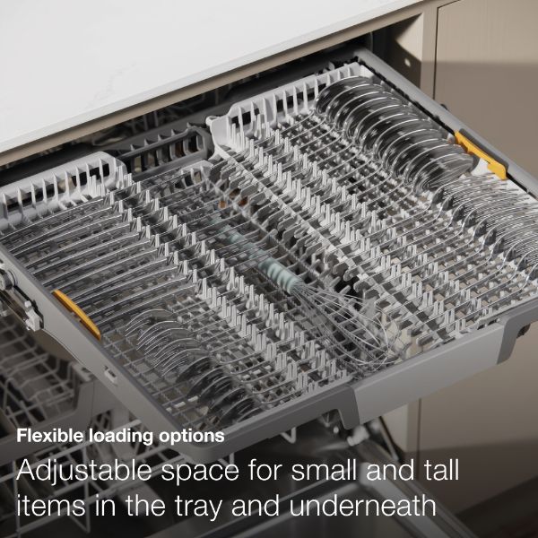 Miele G7210 Sci Full Size Semi Integrated Dishwasher in Stainless Steel/CleanSteel_flexible loading options