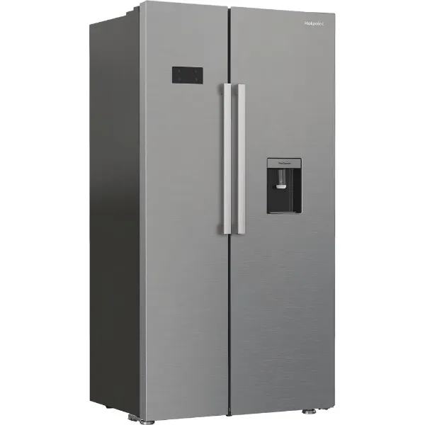 Hotpoint HPG2 6583W XP4UK American Style Fridge Freezer with Dual No Frost and FreshShield - Silver_angled view
