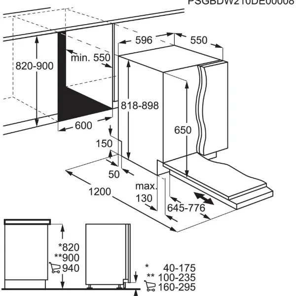 AEG FSB54907Z Integrated Dishwasher - 14 Place Settings_dimensions