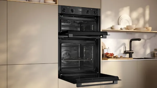 Neff U1ACE2AG3B 59.4cm Built In Electric Double Oven - Graphite Grey_open door