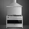Smeg A4-81 120cm Opera Dual Fuel Range Cooker in Stainless Steel _ Front view with hood