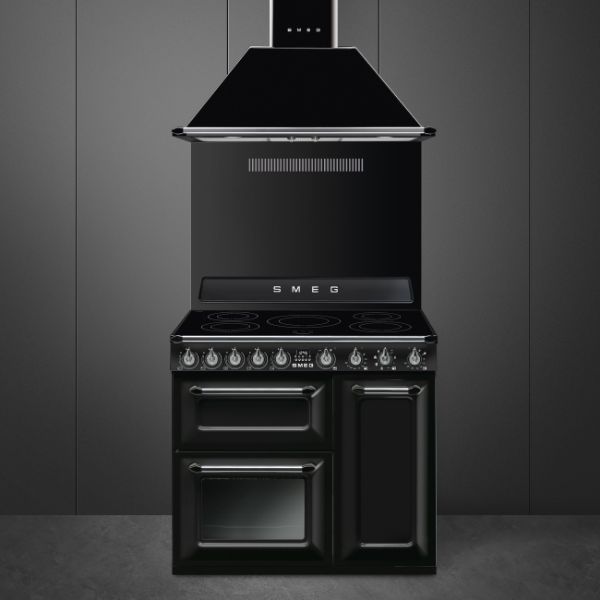 Smeg TR93IBL2 90cm Victoria Electric Range Cooker Black with hood