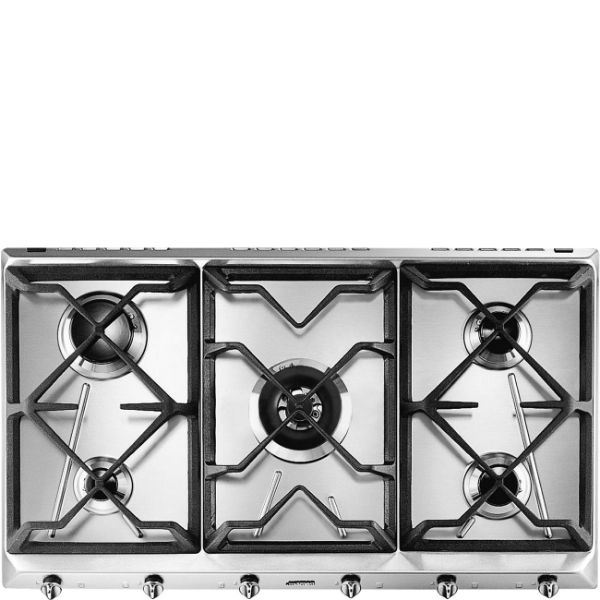 Smeg SRV596GH5 89cm Cucina Gas Hob Stainless Steel with Contemporary above