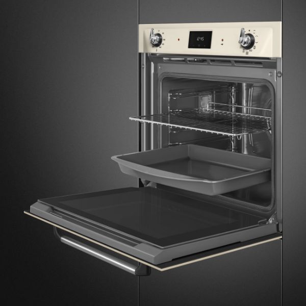 Smeg SOP6900TP 60cm Victoria Pyrolytic Single Oven Cream shelves 2