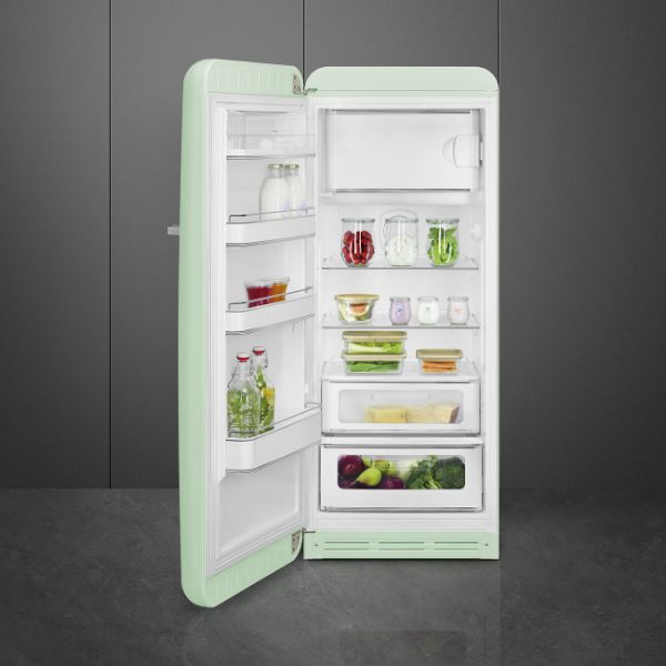 Smeg FAB28LPG5 60cm 50s Style Fridge with Icebox Left Hand Hinge In Pastel Green_inside