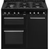 Smeg CX103GMBL 100cm Concert Dual Fuel Range Cooker in Black_ front view