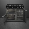Smeg CX103GMBL 100cm Concert Dual Fuel Range Cooker in Black_ front view all doors open