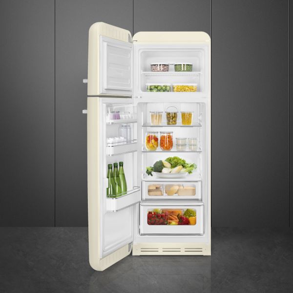 Smeg FAB30LCR5UK 60cm 50s Style Fridge Freezer Left Hand Hinge In Cream_insidefood