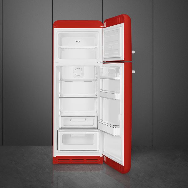 Smeg FAB30RRD5UK 60cm 50s Style Fridge Freezer Right Hand Hinge In Red_open