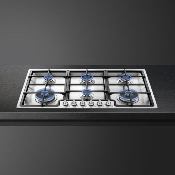 Smeg PGF962 90cm Classic Gas Hob Stainless Steel counter on 2
