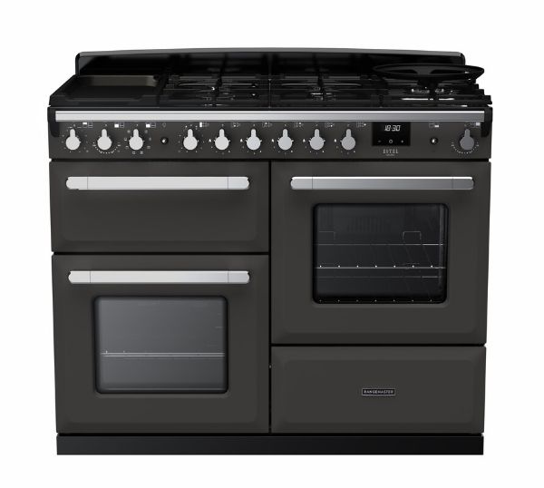 Rangemaster 15147 Estel Deluxe 110 Dual Fuel Range Cooker with Proving Drawer in Slate with Chrome Trim - ESDLO110DFPSLT/CM1_main