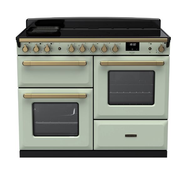 Rangemaster 18129 Estel Deluxe 110 Induction Range Cooker with Proving Drawer in Mint with Antique Brass Trim - ESDLO110EIPMNT/AB1_main