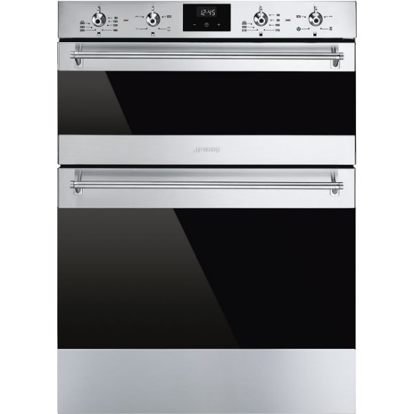 Smeg DUSF6300X Classic Under Counter Double Oven In Stainless Steel_ Front view