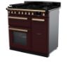 Rangemaster 18035 Estel Deluxe 90 Dual Fuel Range Cooker in Bordeaux with Antique Brass Trim_angled