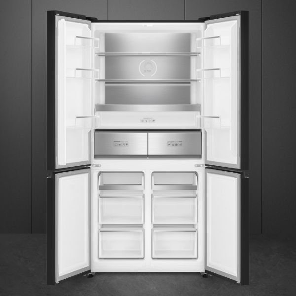 Smeg FQI60KD 91cm Four Door Fridge Freezer Dark Inox open