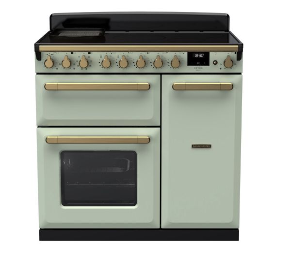 Rangemaster 18059 Estel Deluxe 90 Induction Range Cooker in Mint with Antique Brass Trim - ESDL90EIPMNT/AB1_main