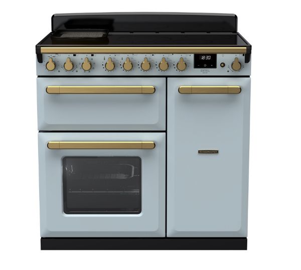 Rangemaster 18057 Estel Deluxe 90 Induction Range Cooker in Misty Blue with Antique Brass Trim - ESDL90EIPMSB/AB1_main