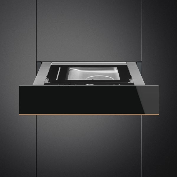 Smeg CPV615NR 15cm Height Dolce Stil Novo Vacuum Drawer Copper Trim open