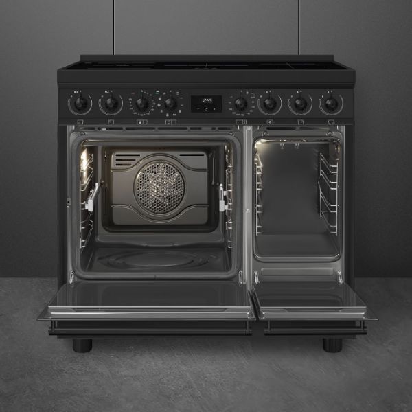 Smeg C92IPX2 90cm Stainless Steel Double Cavity Pyrolytic Cooker open 2