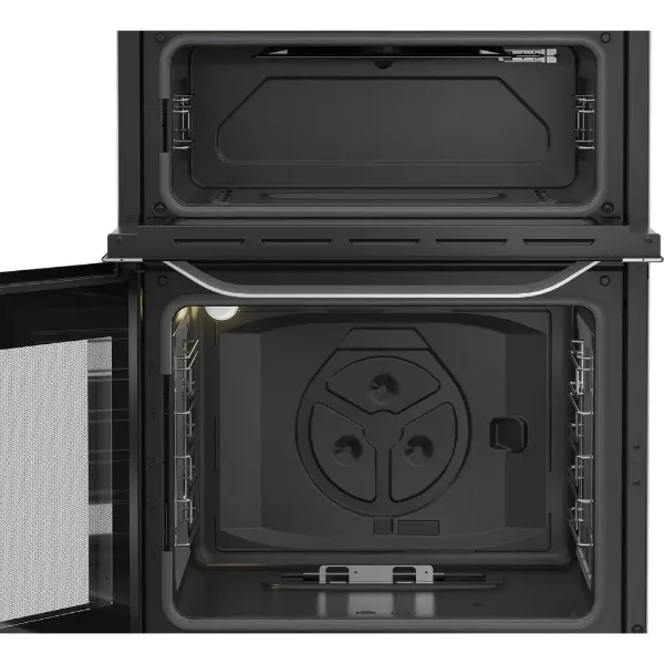 Hotpoint HDG6GDCX 60cm Gas Double Cooker with Glass Lid - Stainless Steel_open door