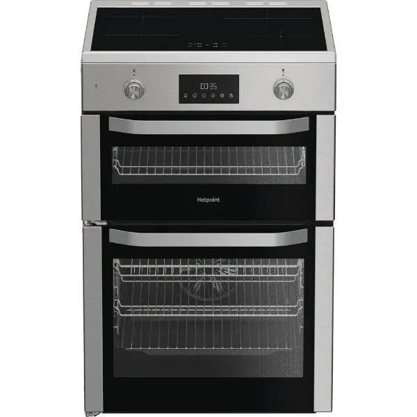 Hotpoint HDE6IDC2X 60cm Electric Double Cooker with Induction Hob - Stainless Steel_main