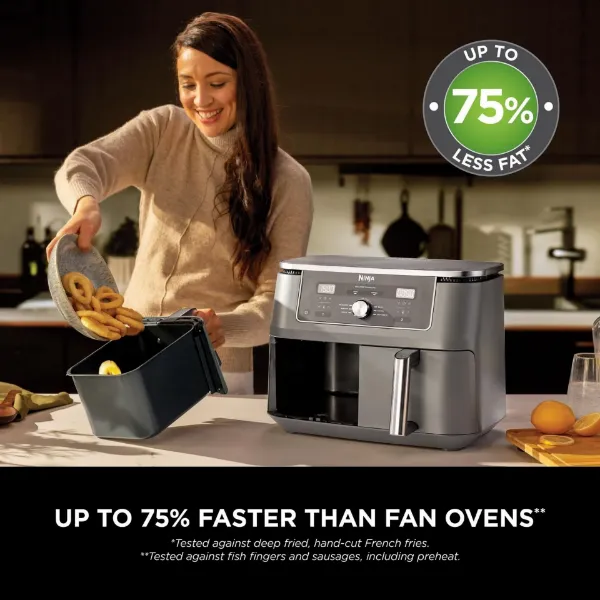 Ninja DZ400UK 9.5 litre MAX 6-in-1 Dual Zone Air Fryer - Gun Metal Grey_speed