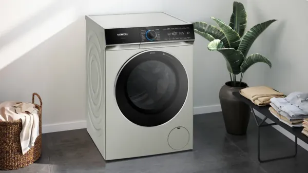 Siemens WG56B2A3GB iQ700 10kg 1600 Spin Washing Machine in Silver Inox_door closed