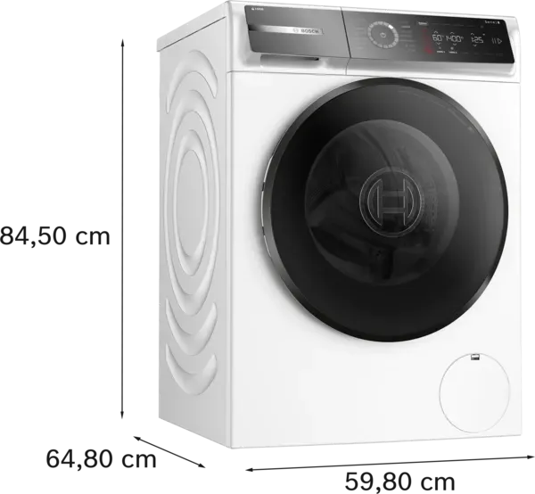 Bosch WGB256A2GB Series 8, Washing machine, front loader, 10 kg, 1400 rpm, White dimensions