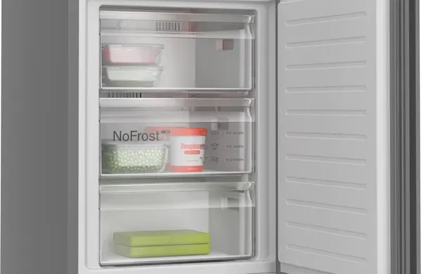 Bosch KGN39OCAFG Series 4, Free-standing fridge-freezer with freezer at bottom, 203 x 60 cm, Cast Iron, Green Collection, Total No Frost shelves 2