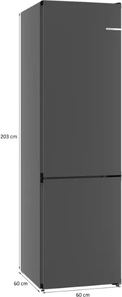 Bosch KGN39OCAFG Series 4, Free-standing fridge-freezer with freezer at bottom, 203 x 60 cm, Cast Iron, Green Collection, Total No Frost dimensions