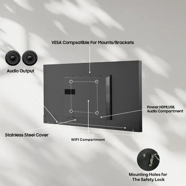 Sylvox OT75B1K4GC 75" Partial Sun Outdoor TV_components