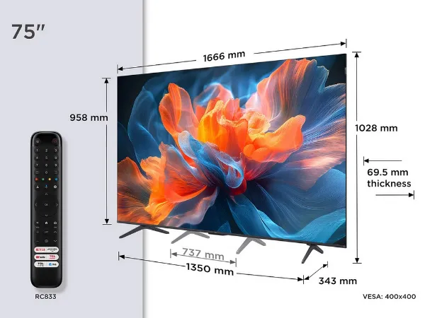 TCL 75T8C-UK 75" 4K QLED HDR Ultra HD Google TV_dimensions