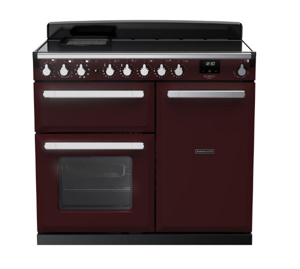Rangemaster 15115 Estel Deluxe 100 Induction Range Cooker in Bordeaux with Chrome Trim_main