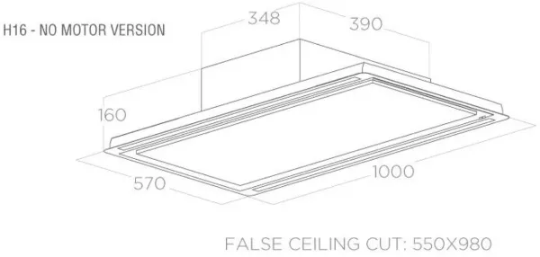 Elica HILIGHT-X-16-SS HiLight 16cm High Cooker Hood in Stainless Steel_dimensions