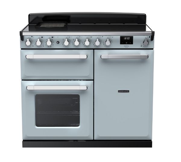 Rangemaster 15117 Estel Deluxe 100 Induction Range Cooker in Misty Blue with Chrome Trim - ESDL100EIPMSB/CM1_main
