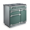 Rangemaster 127110 Elise 90 Dual Fuel Range Cooker in Mineral Green with Brushed Nickel Trim - ELS90DFFMG/side
