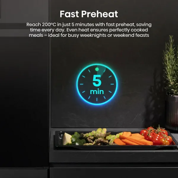 Hisense BI622AXPGUK 59.5cm Built In Electric Single Oven - Black & Stainless Steel_fast preheat