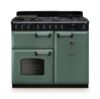 Rangemaster 14641 Classic Deluxe 100 Dual Fuel Range Cooker in Mineral Green with Chrome Trim - CLDL100DFPMGR/CM1