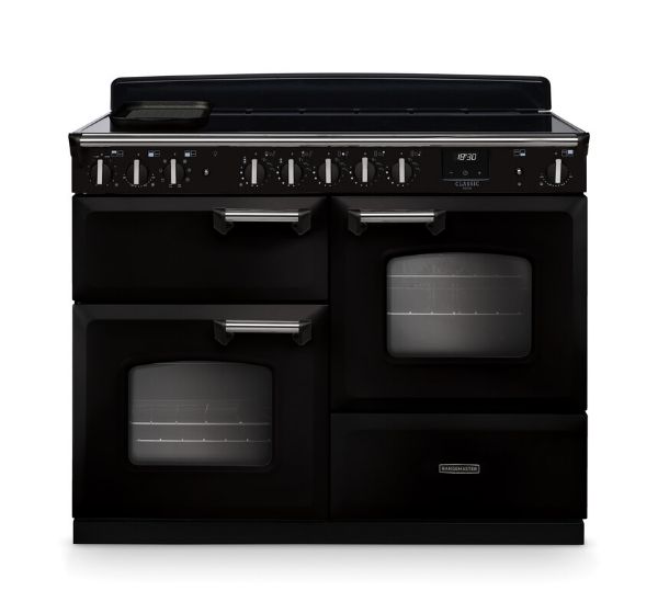 Rangemaster 14757 Classic Deluxe OC 110 Induction Range Cooker with Proving Drawer in Gloss Black with  Chrome Trim - CLDLO110EIPGBL/CM1