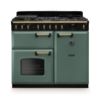 Rangemaster 18298 Classic Deluxe 100 Dual Fuel Range Cooker in Mineral Green with Antique Brass Trim - CLDL100DFPMGR/AB1