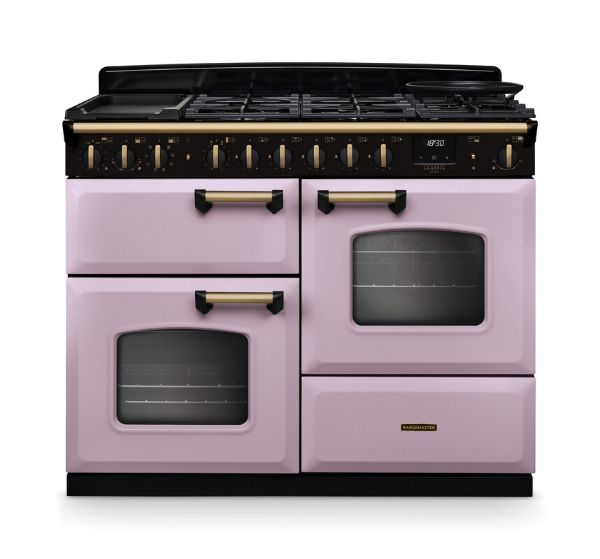 Rangemaster 18413 Classic Deluxe OC 110 Dual Fuel Range Cooker in Heather with Antique Brass Trim - CLDLO110DFPHTH/AB1